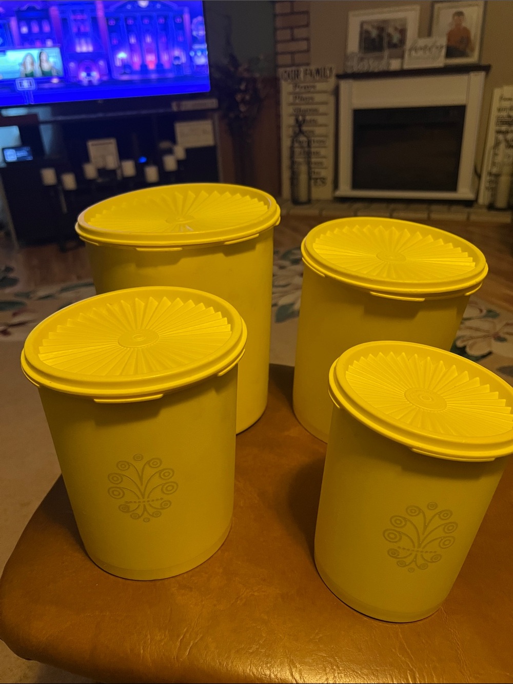 Vintage Tupperware Servalier Gold Yellow Nesting Canister set.